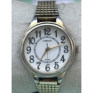Carriage Gold Tone White Dial Women’s Quartz Watch